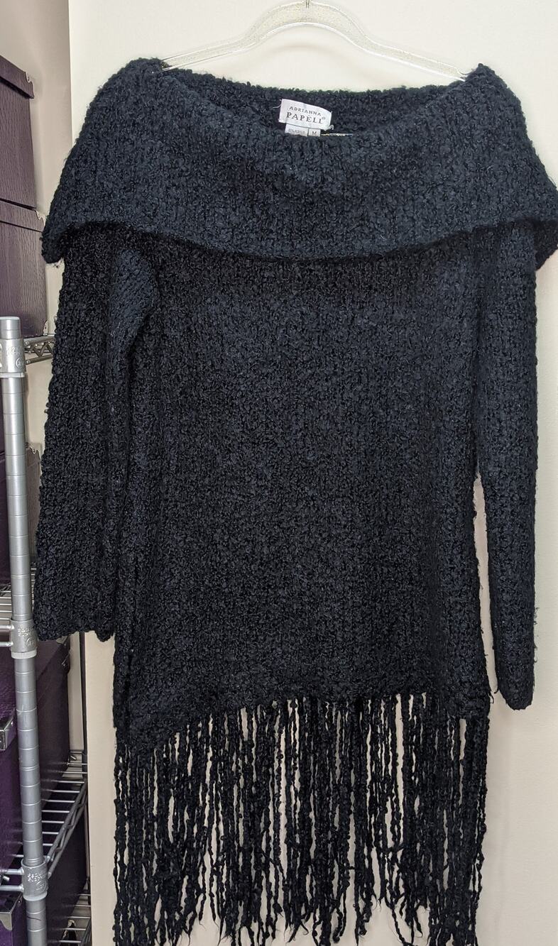 Adrianna Papell fringe sweater sz M